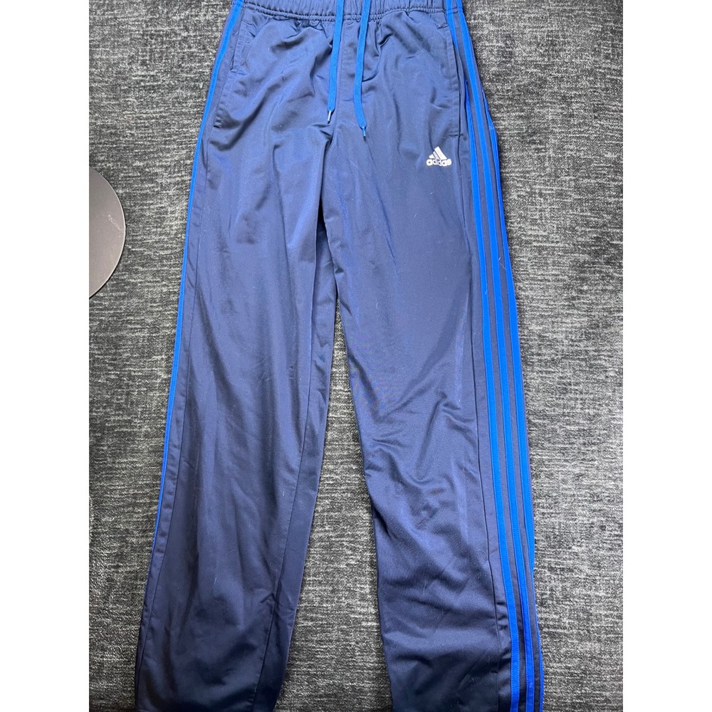 Adidas Track Pants Mens Medium Navy Blue Striped Athletic Drawstring Pockets